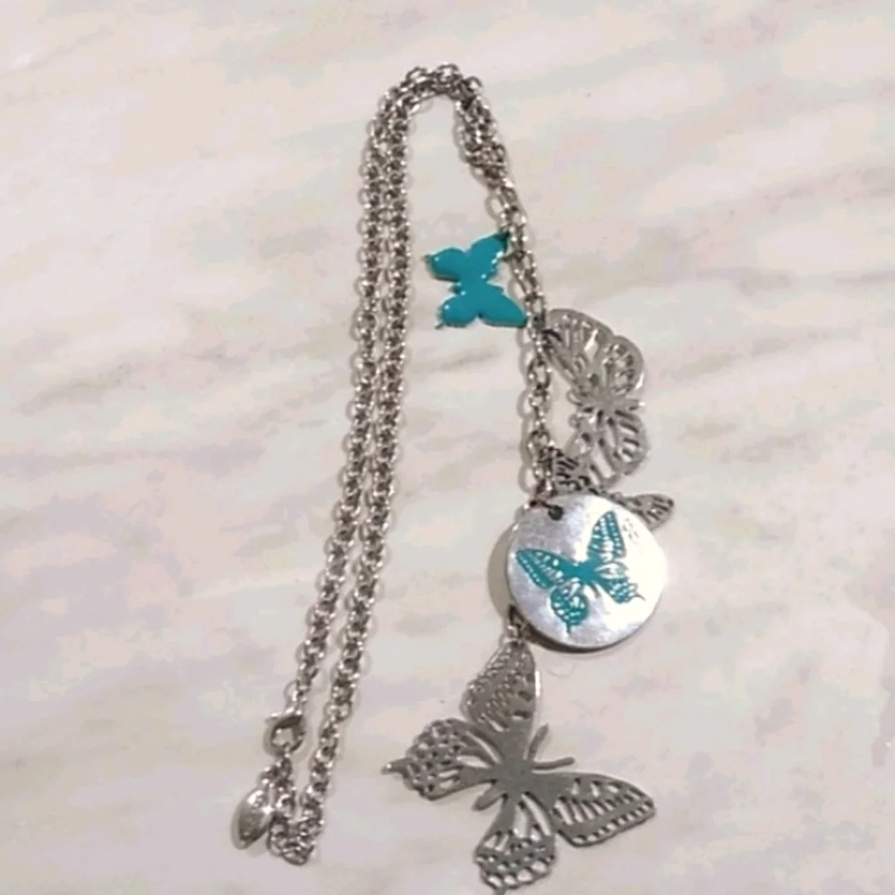 Dangling Butterfly Necklace & Earrings Set